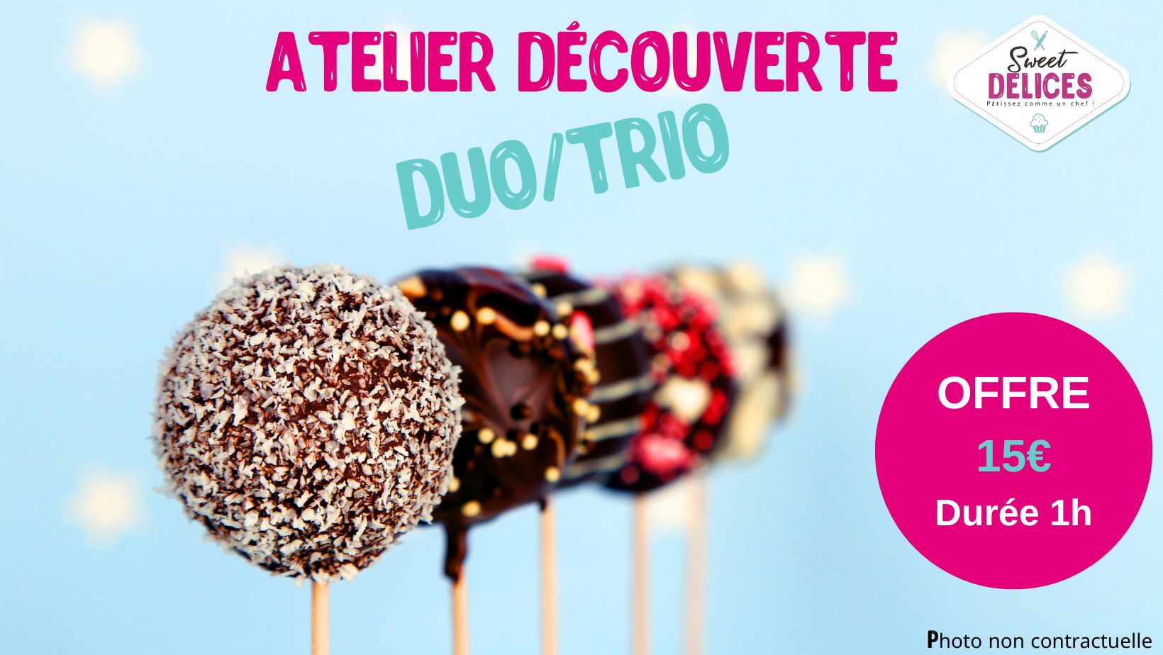 Ateliers Sweet Délices - Atelier Découverte 1h (Duo / Trio Famille dès 4  ans)